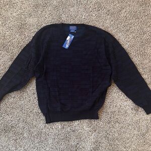 NWT Vintage Pendleton Knitted Blue and Black Lightweight Cotton Sweater